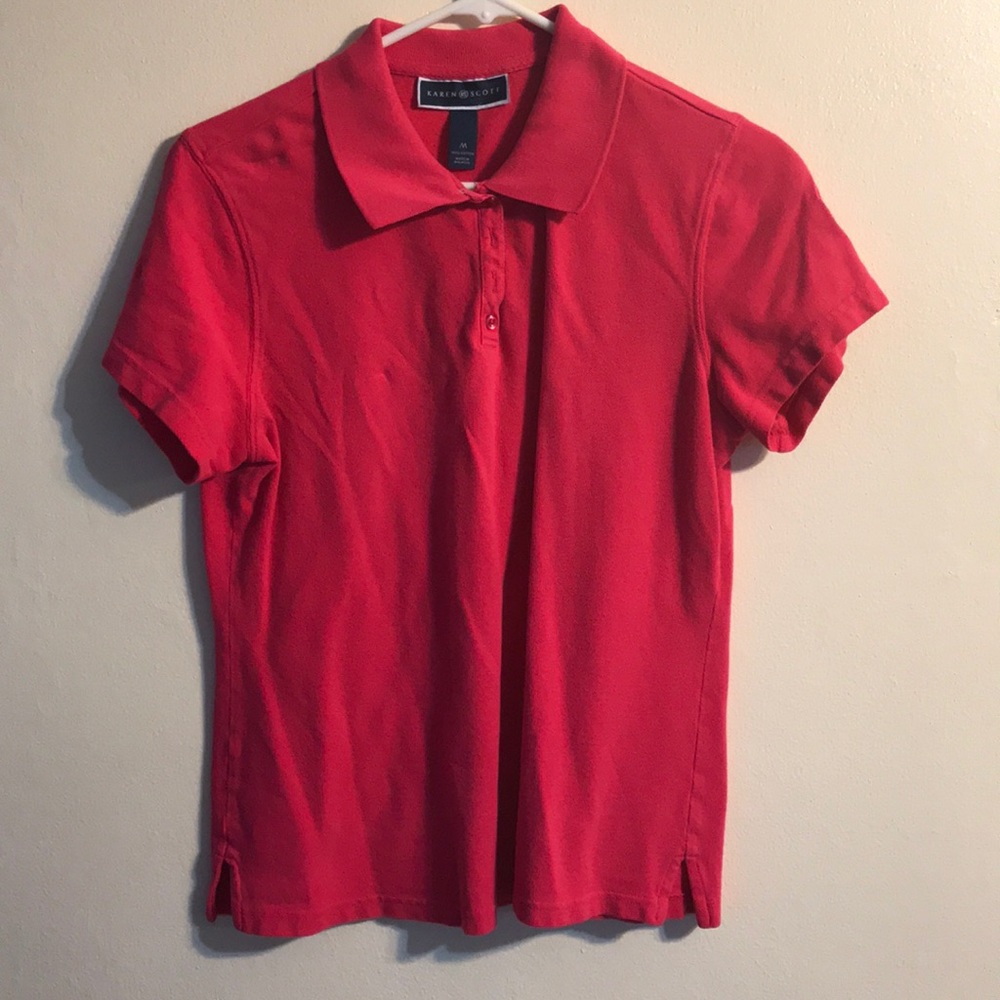 Karen Scott Hot pink polo shirt Medium
